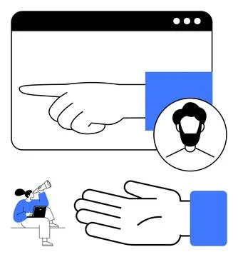 Hand Gestures in Digital Communication and User Interaction with Personaliz.. Illustrazione stock