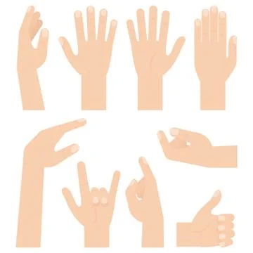 Hand gestures. Flat vector illustration. Stock Illustration