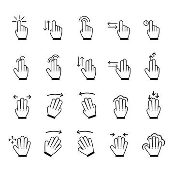  Hand Gestures icon set. Vector Illustration Hand Gestures icon set. Vecto... Stock Photos