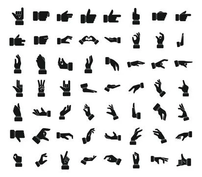 Hand gestures icons set simple vector. Shake finger Stock Illustration