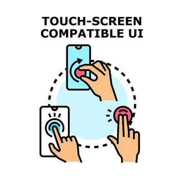 Hand gestures illustrating touchscreen compatible user interface Stock Illustration