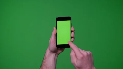Hand gestures pack smart phone device on greenscreen Video stock 89759798