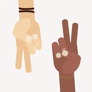 Hand gestures of people of different races - Vector Illustrazione stock