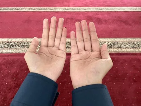 Hand gestures for prayer or shouting for love Stock Photos