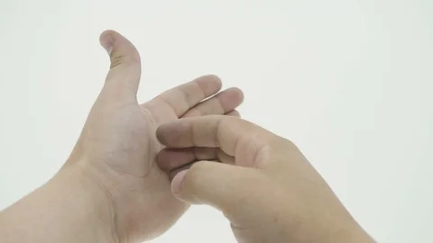 Hand gestures. right hand is scratching the left hand Stock Footage 106677240
