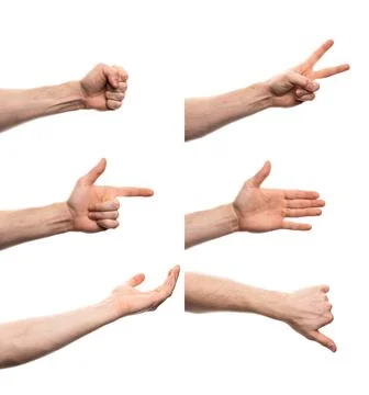 Hand gestures set on white background Stock Photos