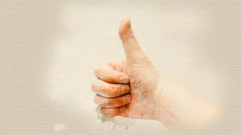 Hand gestures thumbs up close up Stock Illustration
