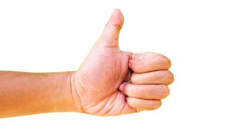 Hand gestures, thumbs up on white background Stock Footage 317126737