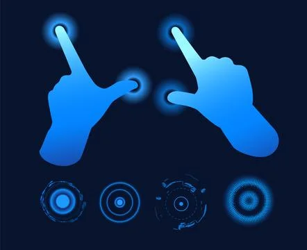 Hand gestures for touch screen vector set. Isolated dark background. イラスト素材