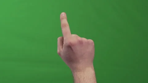 Hand Gestures Touching Invisible Virtual Interface On Green Background Stock Footage 324568887