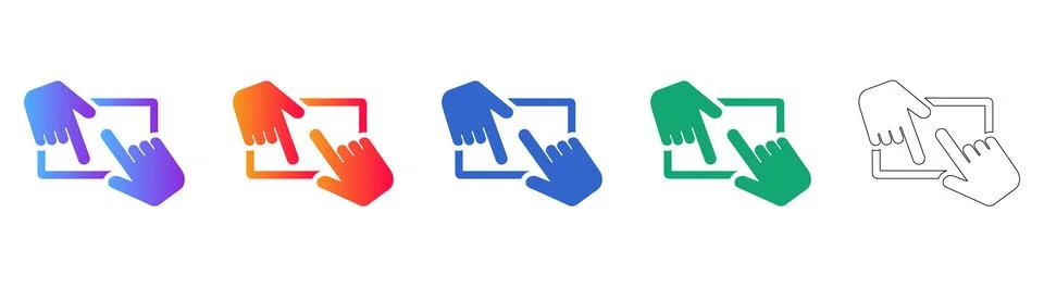 Hand Gestures on Touchscreen Icons Set Illustrazione stock