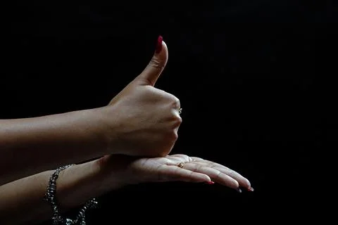 Hand gestures with two hands isolated on black background Stock Photos