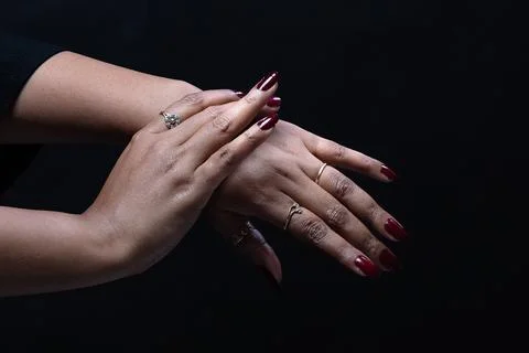 Hand gestures with two hands isolated on black background Stock Photos