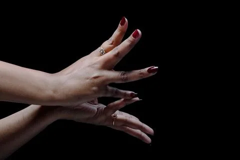 Hand gestures with two hands isolated on black background Stock Photos