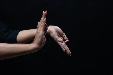 Hand gestures with two hands isolated on black background Stock Photos
