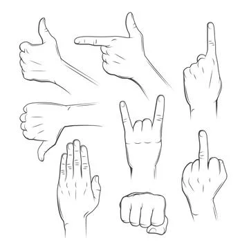 Hand Gestures Vector Illustrations Set Stock Illustration