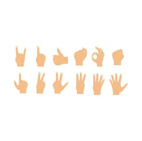 Hand gestures on white Stock Illustration