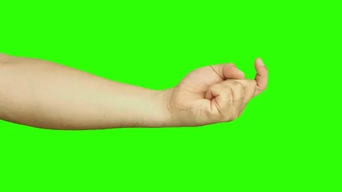 Hand gesturing beckoning sign isolated green screen Stock Footage 74757662