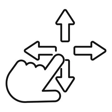 Hand gesturing multi directional swiping and scrolling motions Stock Illustration