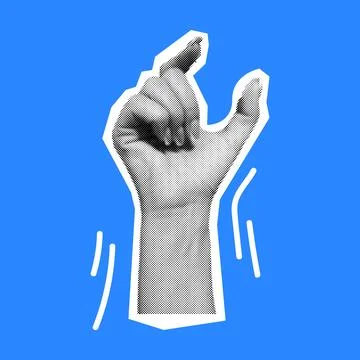 Hand gesturing small amount halftone vector illustration Stock Illustration