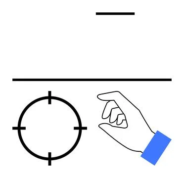 Hand Gesturing Towards Alignment Target and Horizontal Lines with Blue High.. Stock Illustration