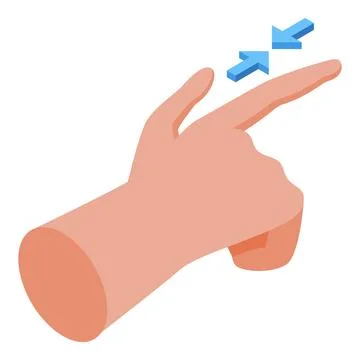 Hand gesturing with two fingers for multi touch zooming effect Stock Illustration