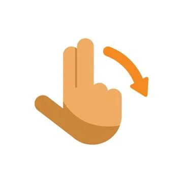 Hand gesturing vertical scroll down with two fingers on touchscreen Stock Illustration