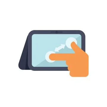 Hand gesturing zooming on tablet pc with two fingers Illustrazione stock