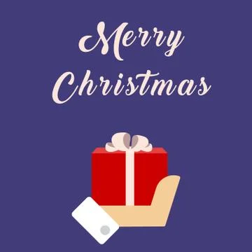 Hand with gift. Christmas background Stock Illustration
