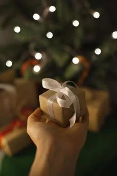 Hand with gift Stock Photos
