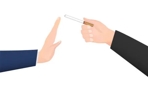 Hand give cigarette to refuse smoke hand Stock Illustration