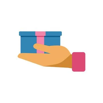 Hand giving blue gift box present delivery Stock Illustration