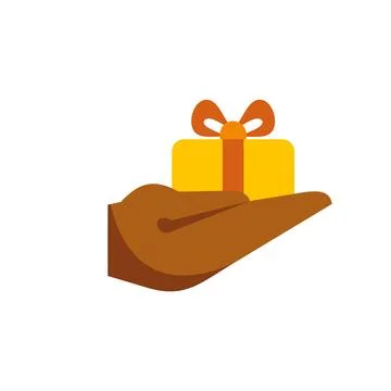 Hand giving gift box present delivering a surprise Stock Illustration