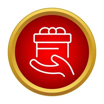 Hand giving gift box present reward icon Stock Illustration