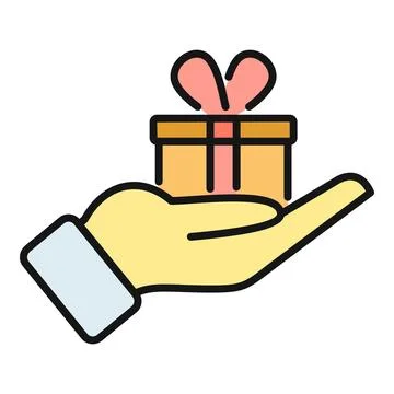 Hand giving gift box present charity offering Stock Illustration