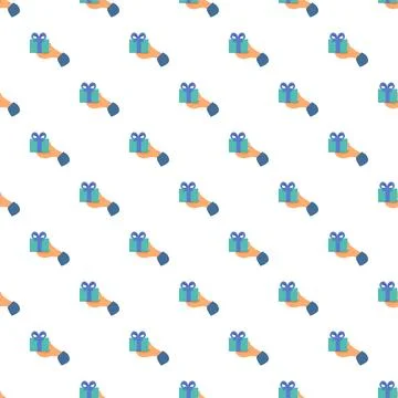 Hand giving gift box seamless wrapping paper pattern Stock Illustration