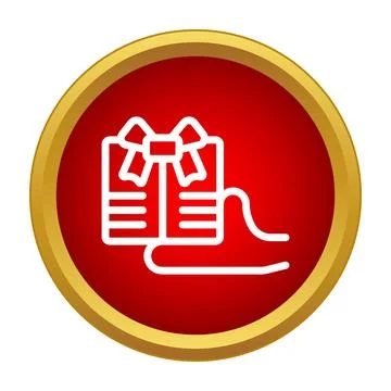 Hand giving gift present box red icon Stock Illustration