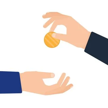 Hand giving gold coin vector illustration Stock Illustration