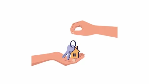 Hand Giving House Keys to Another Hand Animation Stock Footage 337346044