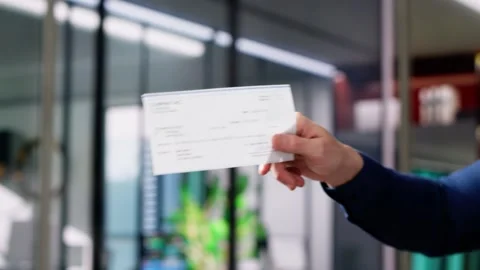 Hand Giving Payroll Compensation Paycheck Stock Footage 265504336