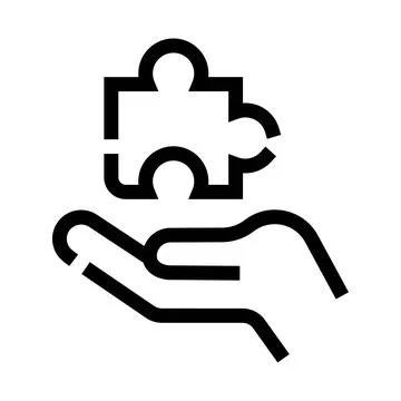 Hand giving a puzzle piece for solution Stock Illustration