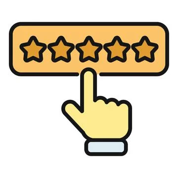 Hand giving satisfied five star online rating feedback Ilustración de archivo