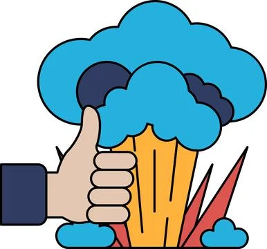 A hand giving a thumbs up to a cloud of smoke Stock Illustration