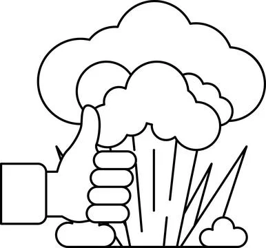 A hand giving a thumbs up to a cloud of smoke Stock Illustration