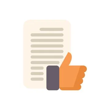 Hand giving thumbs up for document with lines of text Ilustração Stock