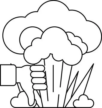 A hand is giving a thumbs down to a cloud of smoke Stock Illustration