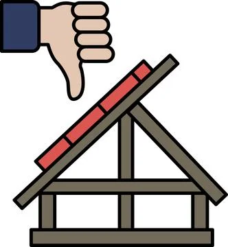 A hand is giving a thumbs down to a house Stock Illustration
