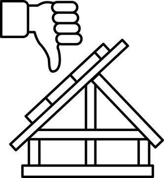 A hand is giving a thumbs down to a house Stock Illustration