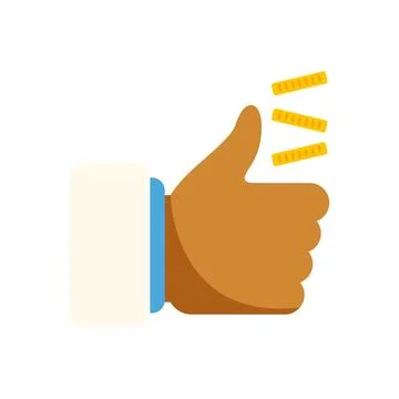 Hand giving thumbs up with falling coins Stock Illustration