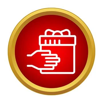 Hand giving a wrapped gift box icon Stock Illustration